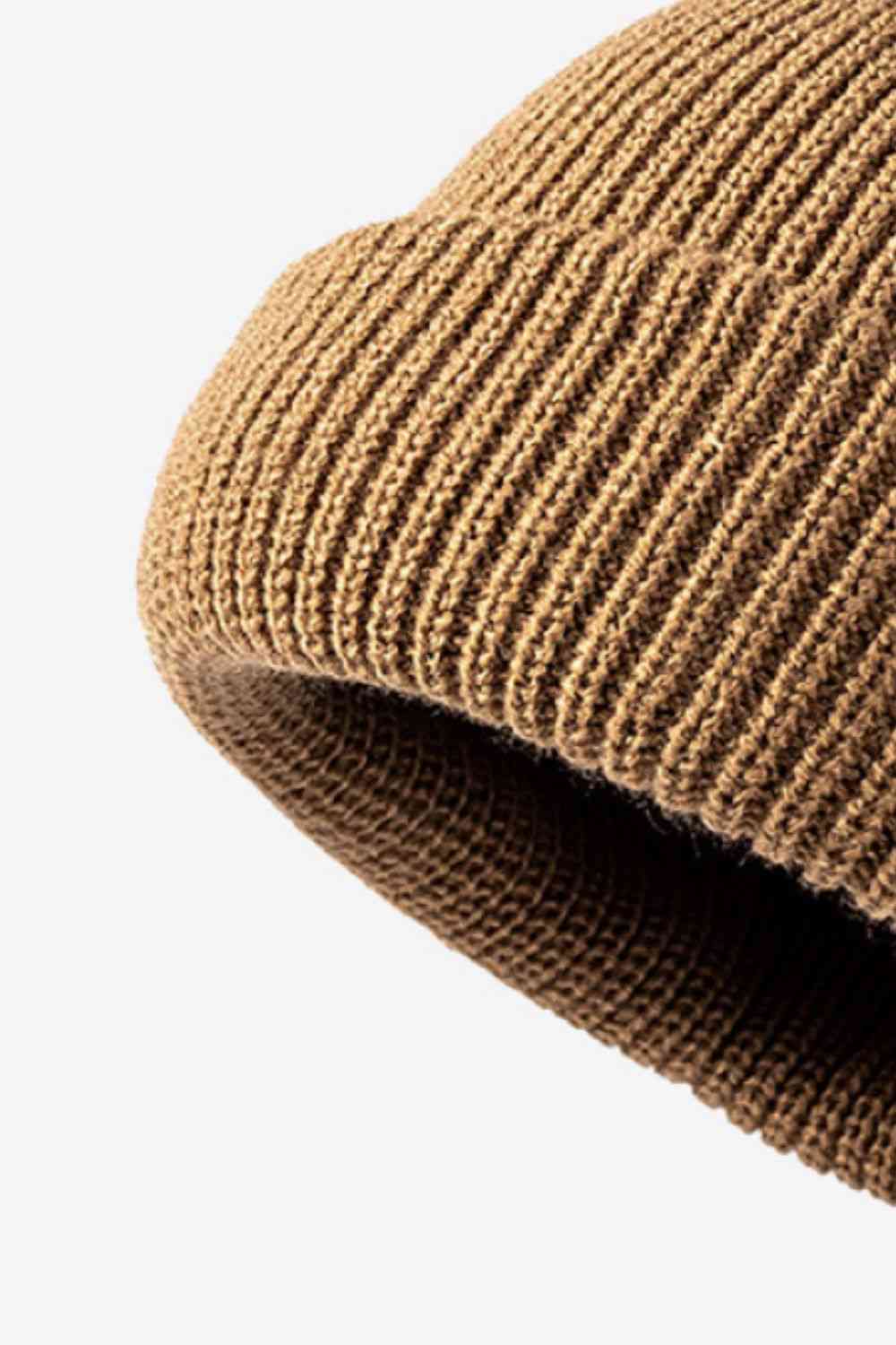 Beige Calling For Winter Rib-Knit Beanie Winter Accessories
