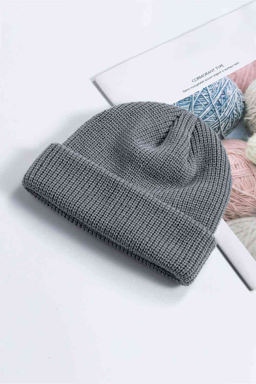 Dark Slate Gray Cozy Rib-Knit Cuff Beanie Winter Accessories
