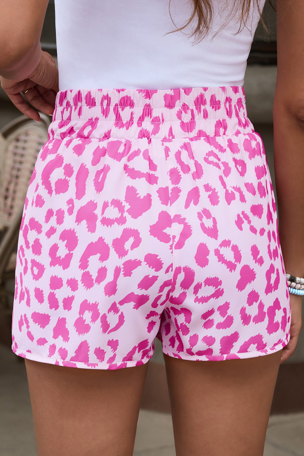 Thistle Happy Vibes Leopard Elastic Waist Shorts Shorts