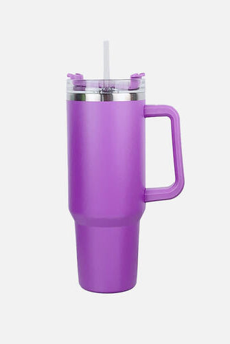 White Smoke Stainless Steel Tumbler with Handle and Straw Cups