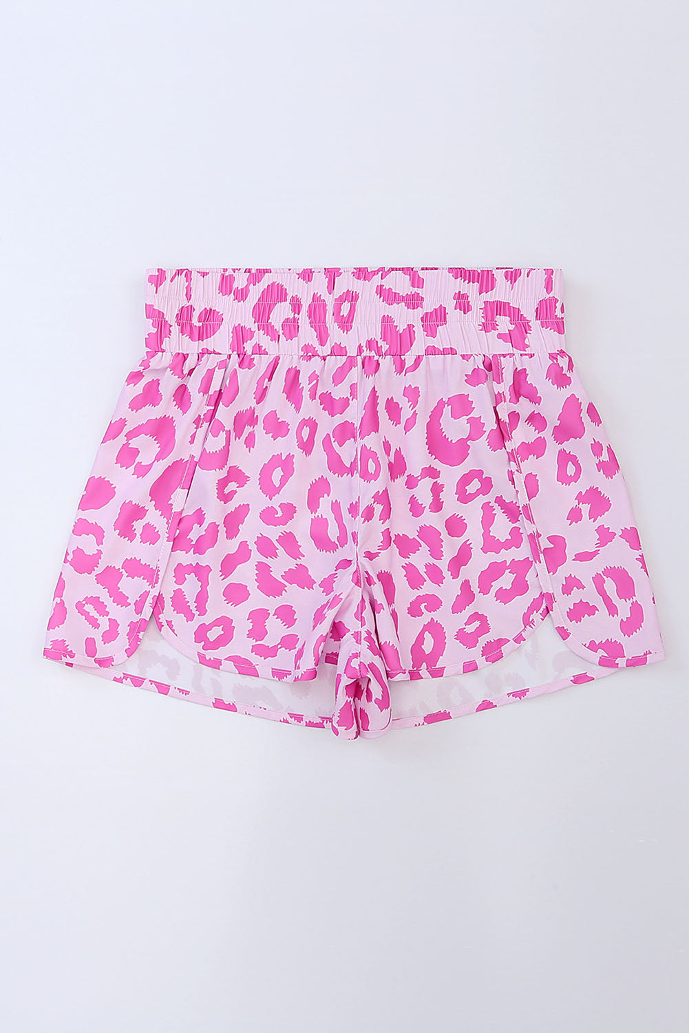 Lavender Happy Vibes Leopard Elastic Waist Shorts Shorts