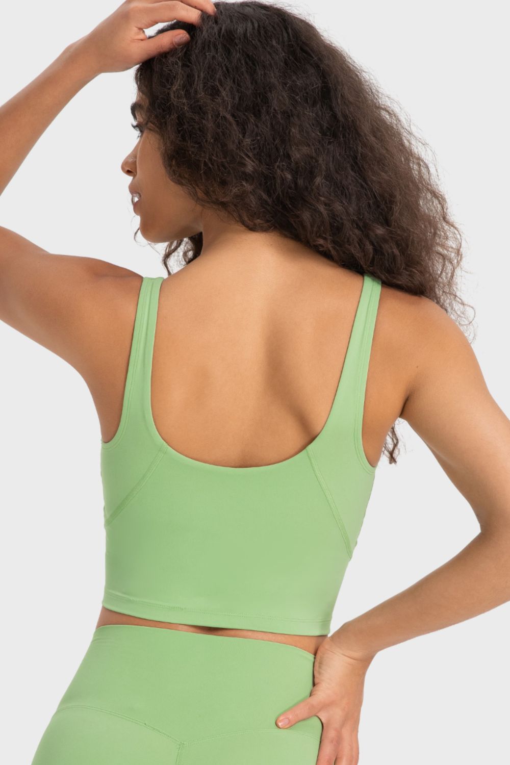 Dark Khaki Deep V-Neck Crop Sports Bra Clothes