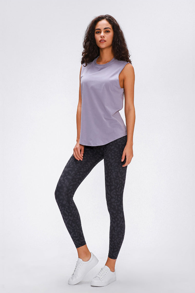 Lavender Wide Seamless Band Waist Sports Leggings activewear