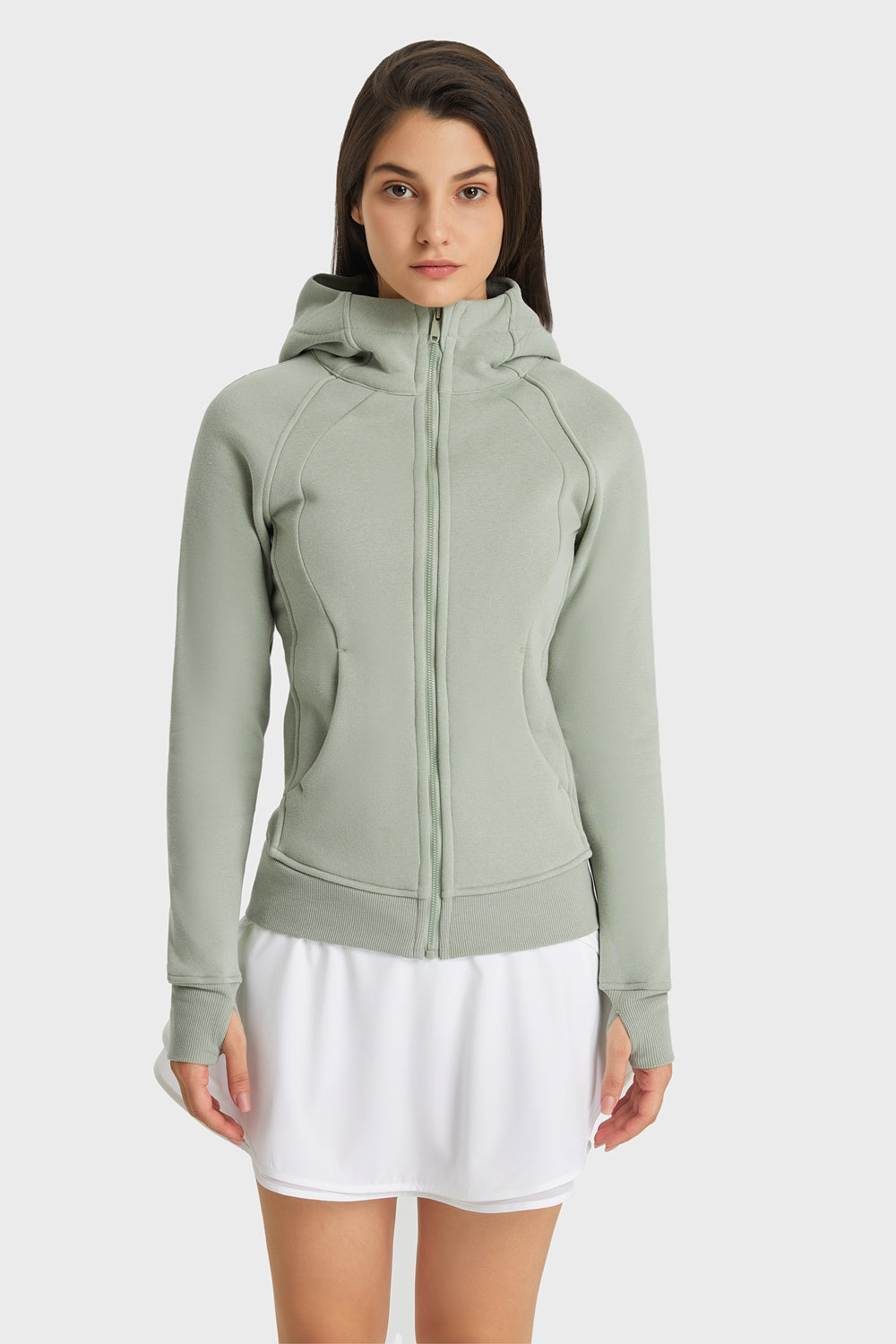 Light Gray Progress Not Perfection Zip Up Seam Detail Hooded Sports Jacket activewear