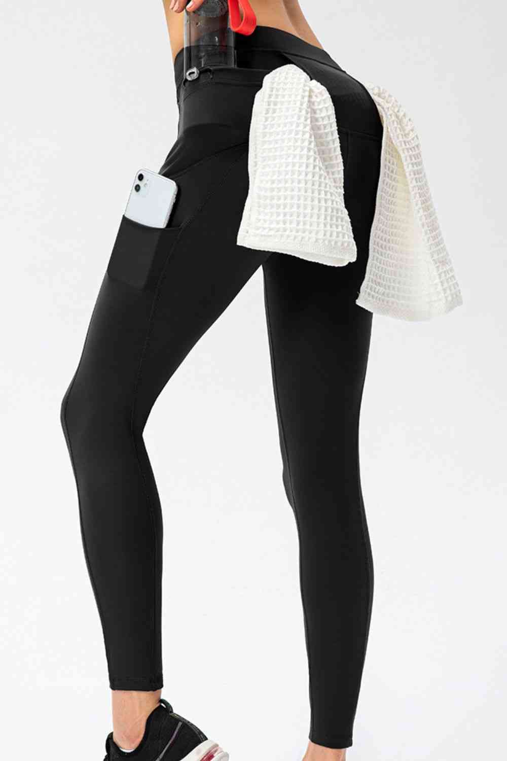 White Smoke Full Size Slim Fit High Waist Long Sports Pants with Pockets activewear