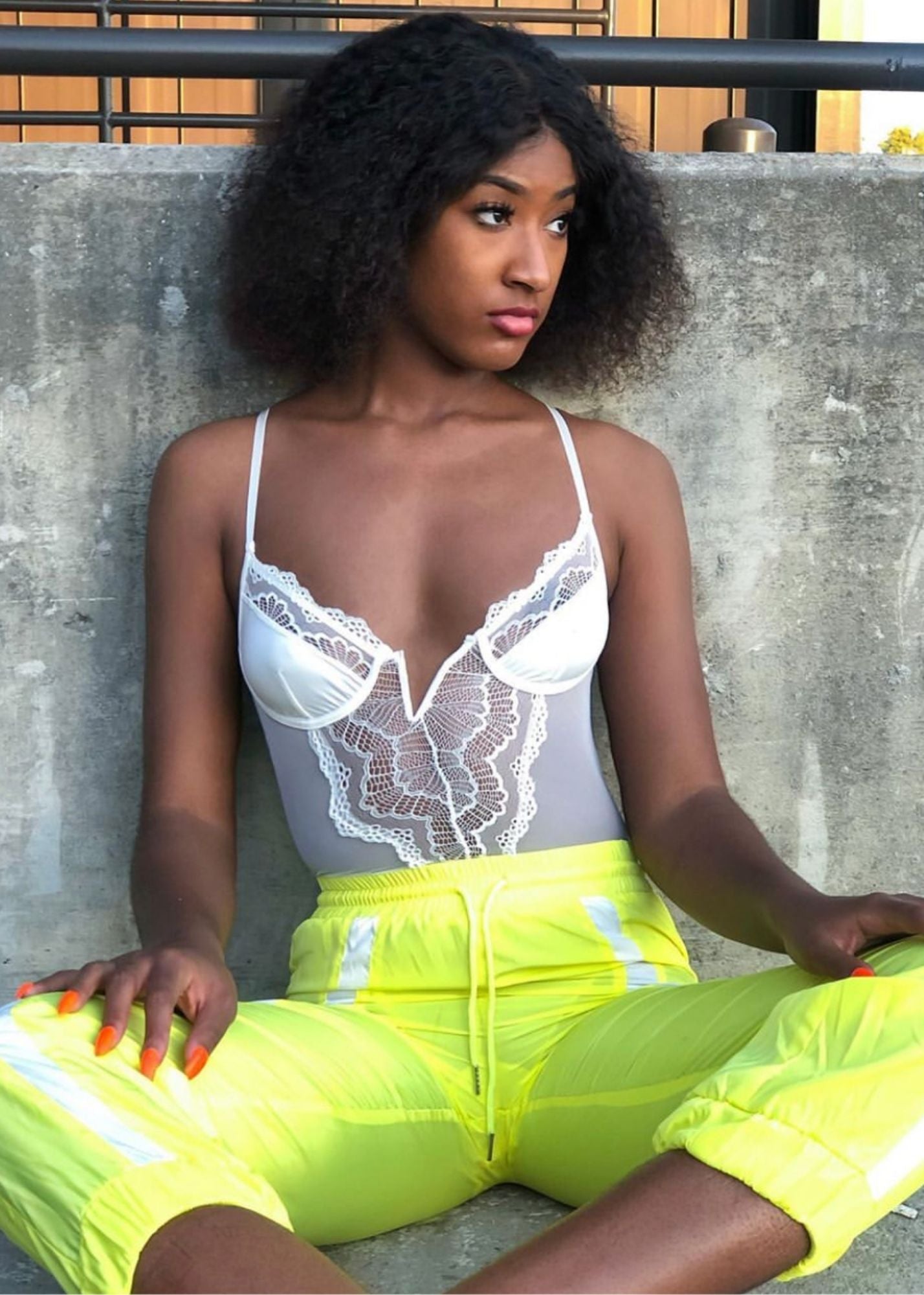 Light Goldenrod Maria Neon Reflective Joggers Pants