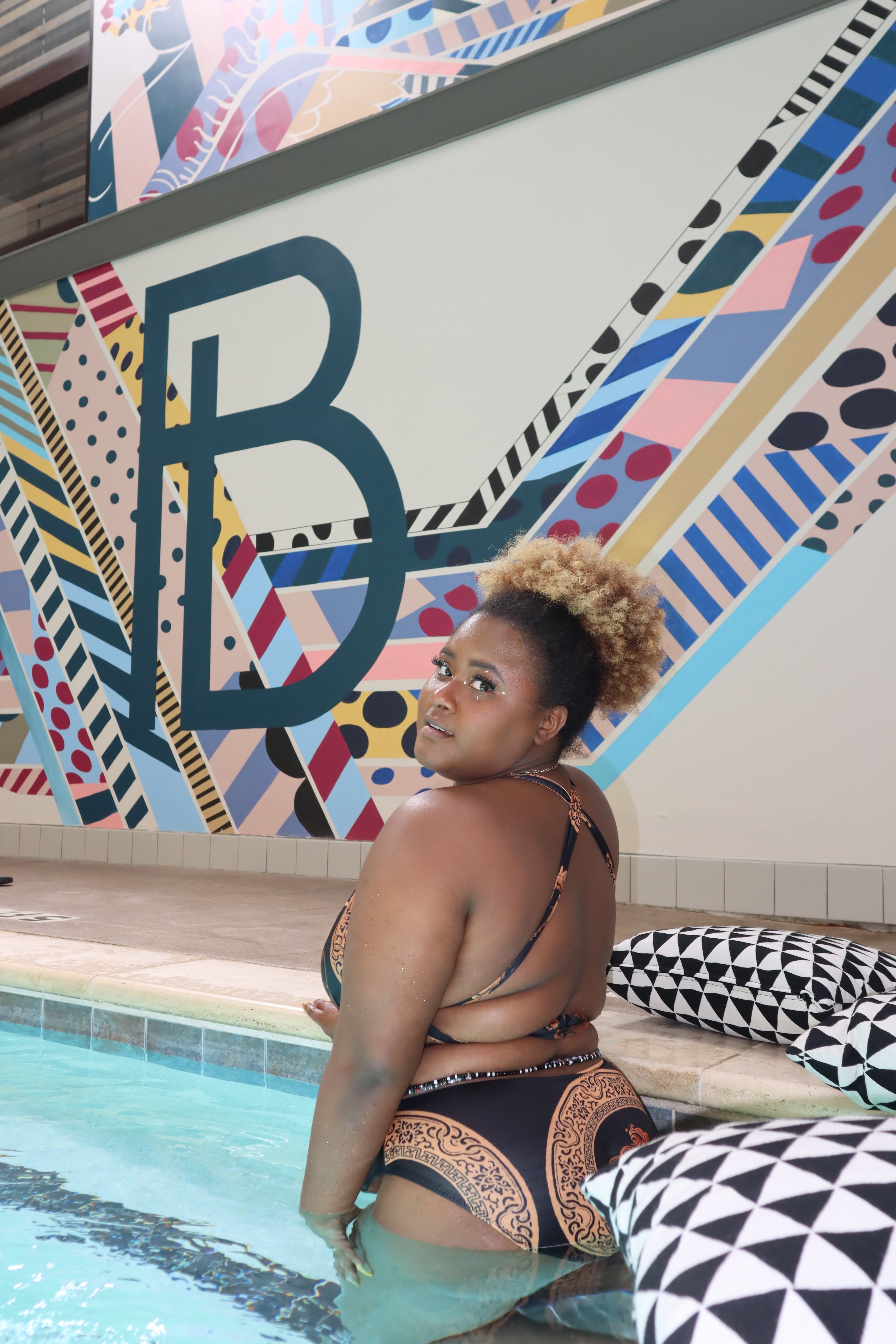 Gray Rich Auntie Vibes Deep V Swimsuit and Kimono Swimwear