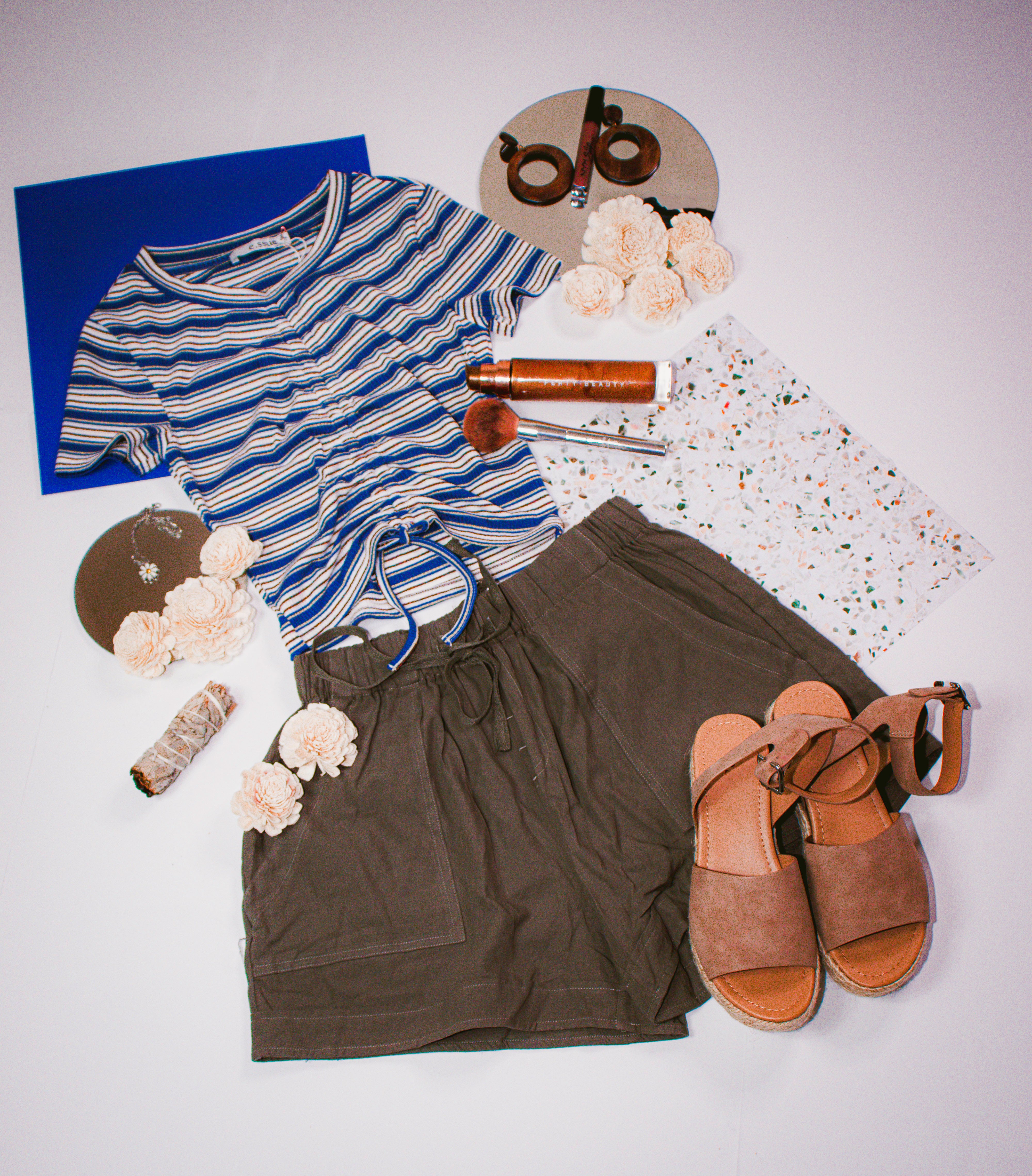 Dark Slate Gray Bastet Ruched Stripe Crop Top Crop Top