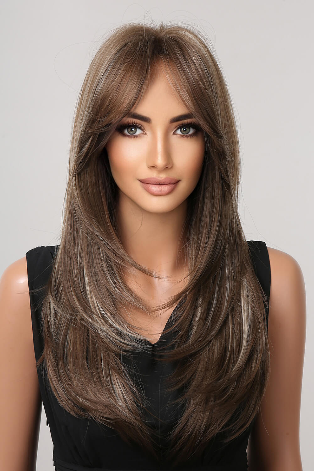 Gray Look Alive 13*1" Full-Machine Wigs Synthetic Long Straight 22" Wigs