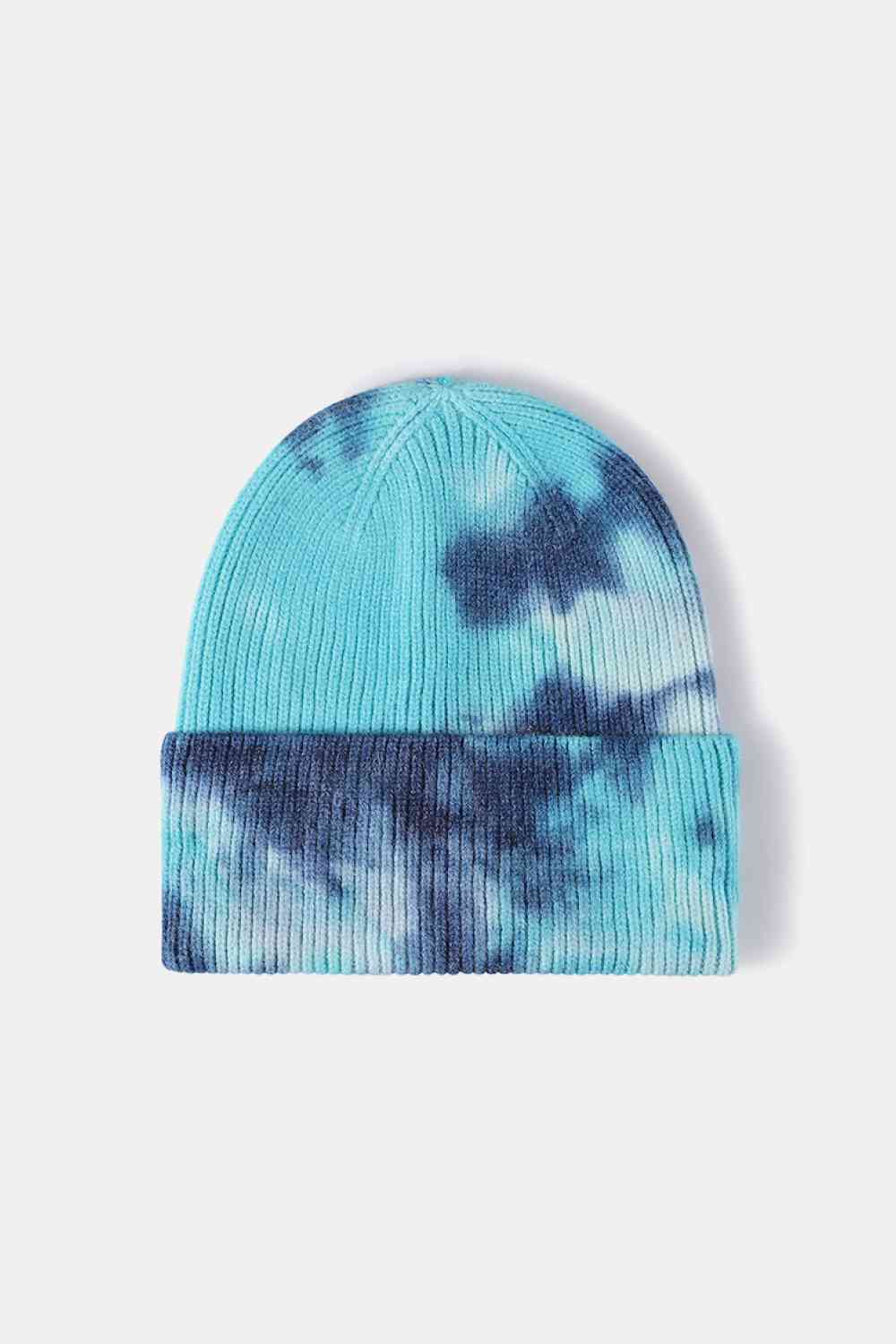 Lavender Tie-Dye Cuffed Rib-Knit Beanie Hat Winter Accessories