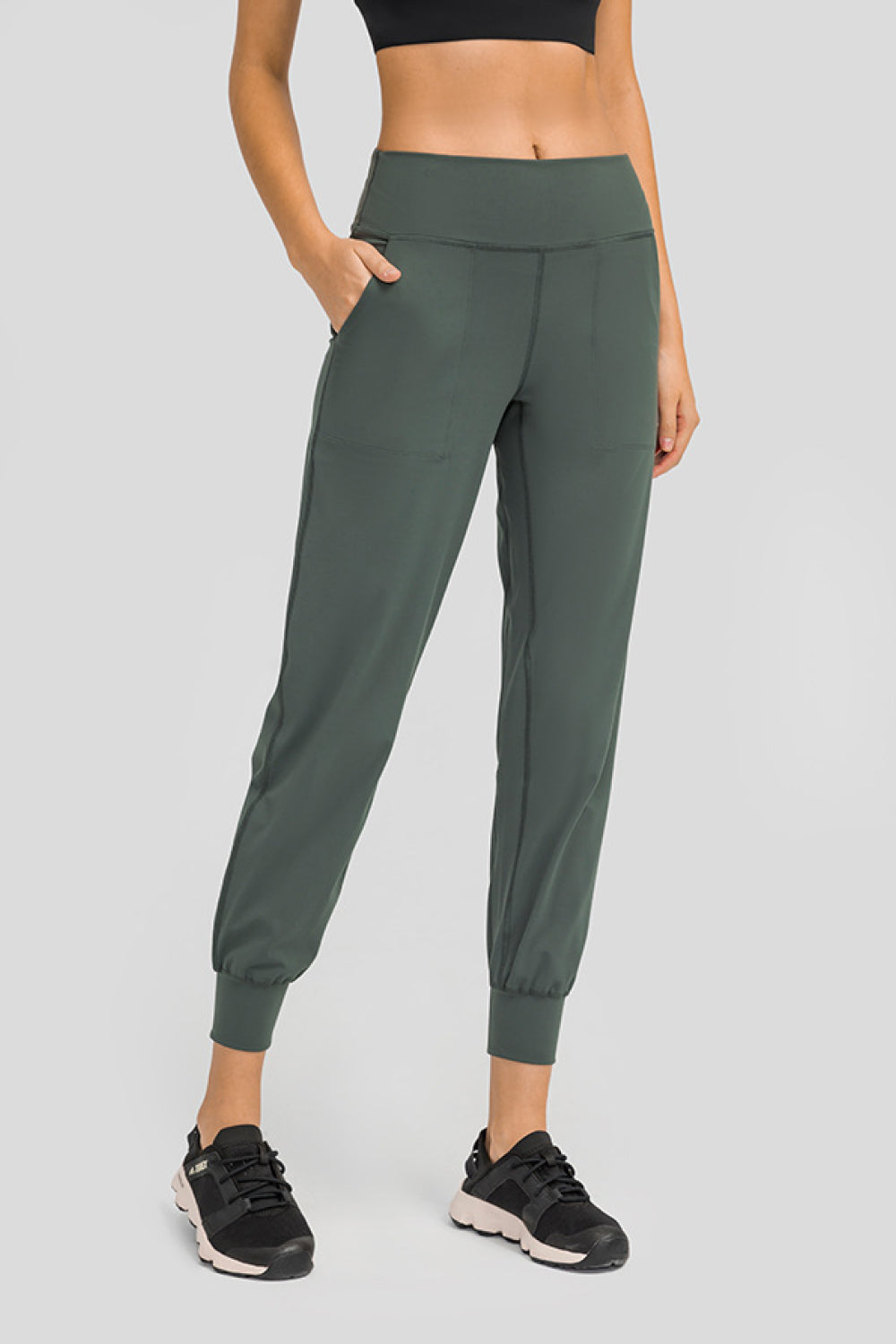 Light Gray Wide Waistband Slant Pocket Pants activewear