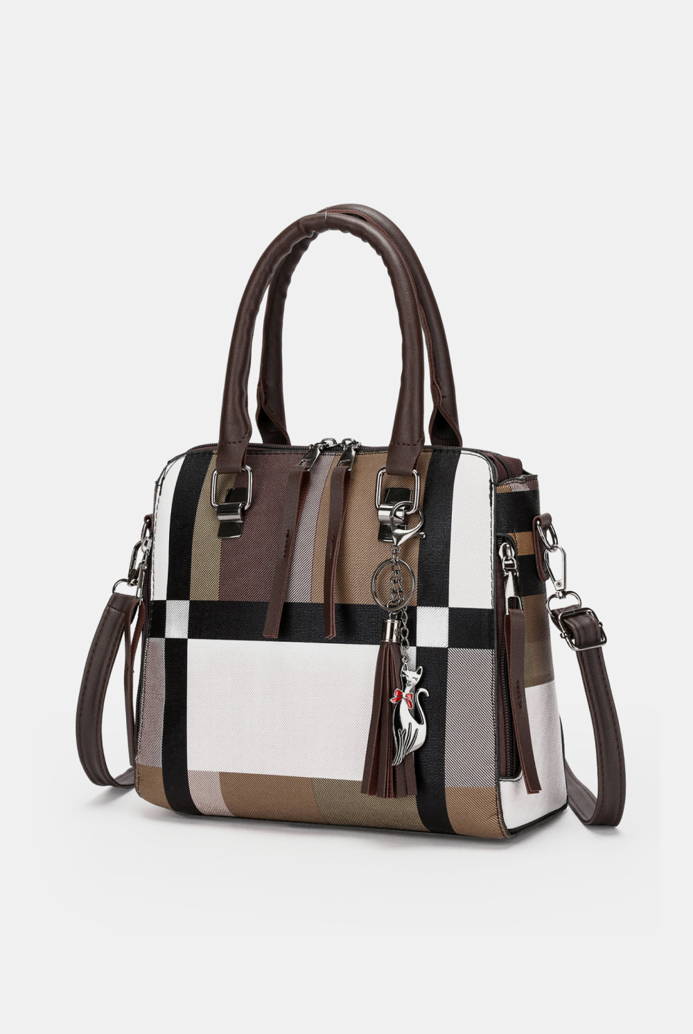 Dark Slate Gray 4-Piece Color Block PU Leather Bag Set Handbags