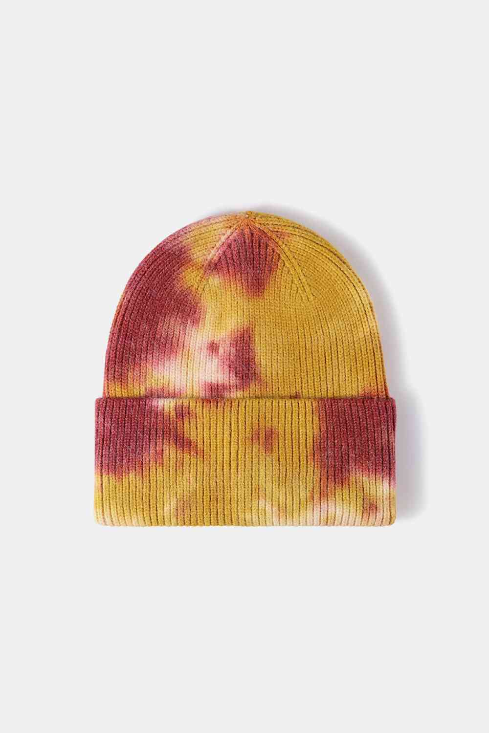 Lavender Tie-Dye Cuffed Rib-Knit Beanie Hat Winter Accessories