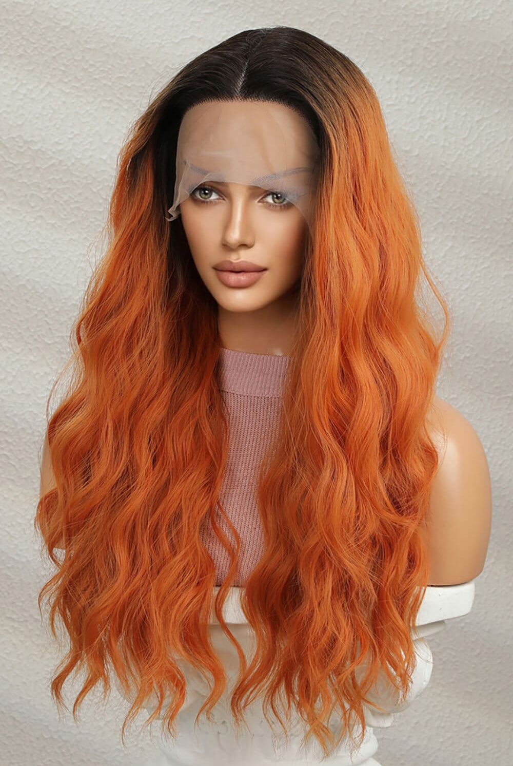 Sienna Apply Pressure 13*2" Lace Front Wigs Synthetic Long Wave 24" 150% Density- Orange Wigs
