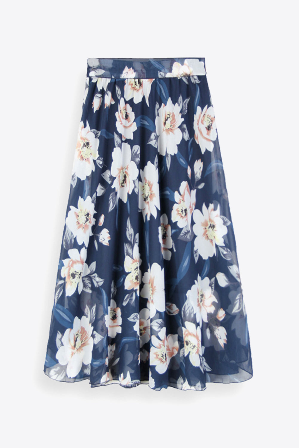 Dark Slate Gray Till The Sun Comes Out Full Size Floral Tie-Waist Skirt Midi Skirt