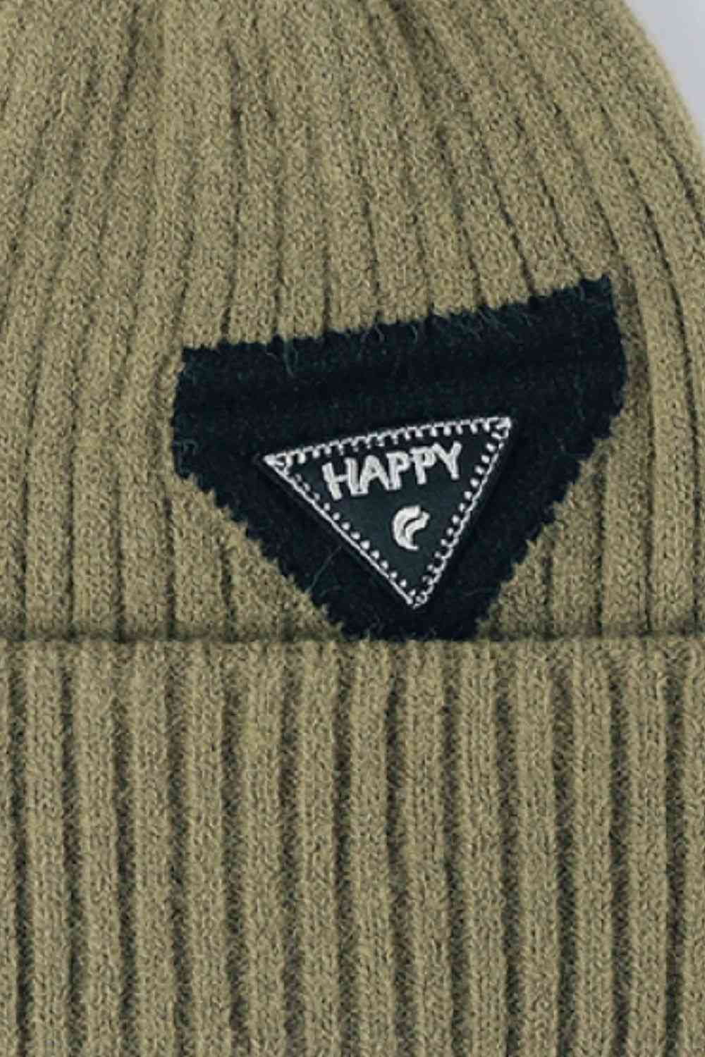 Dim Gray HAPPY Contrast Beanie Winter Accessories