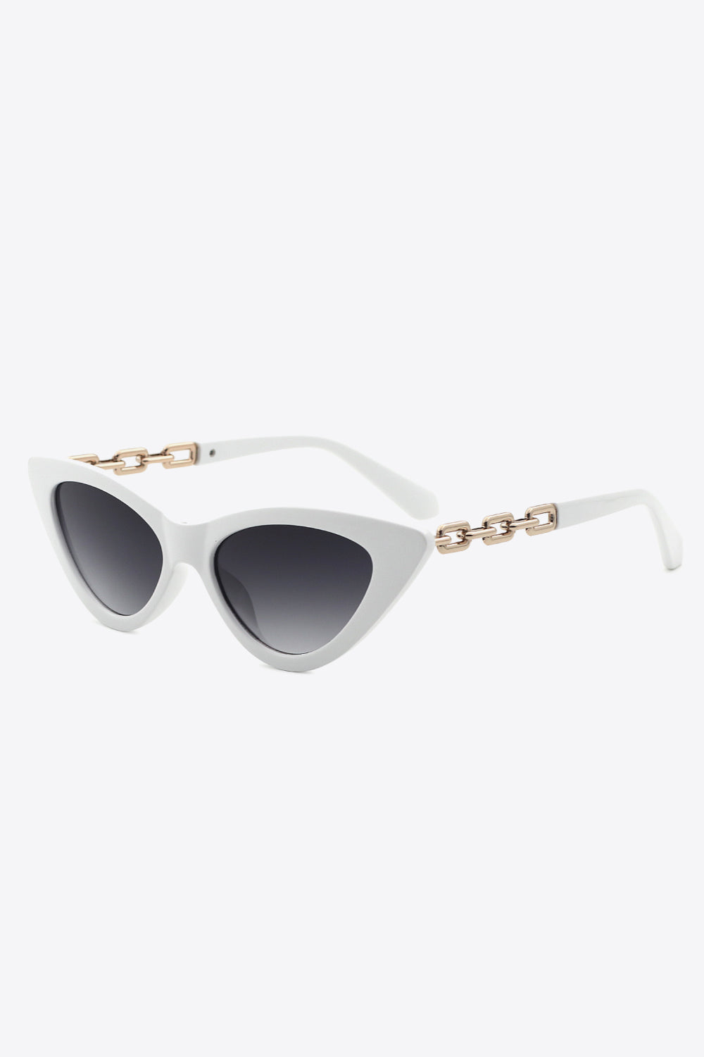 White Smoke Chain Detail Cat-Eye Sunglasses Sunglasses