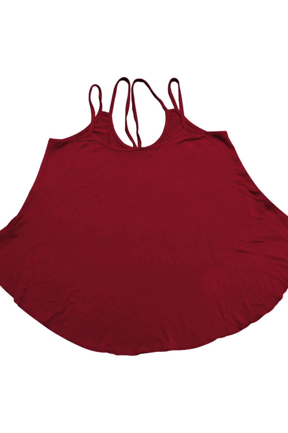 Dark Red Scoop Neck Double-Strap Cami Tops