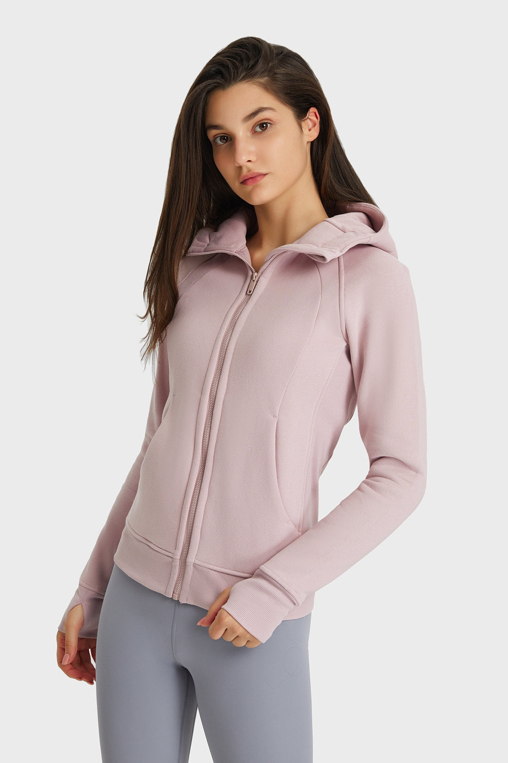 Light Gray Progress Not Perfection Zip Up Seam Detail Hooded Sports Jacket activewear