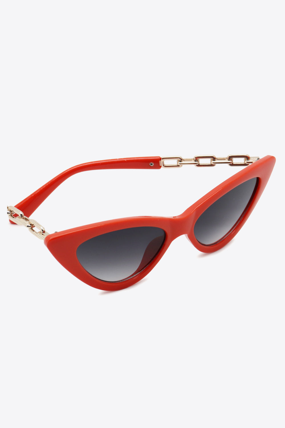 White Smoke Chain Detail Cat-Eye Sunglasses Sunglasses