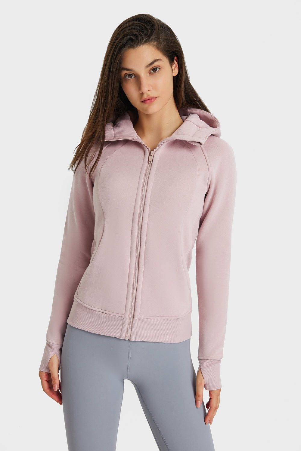 Light Gray Progress Not Perfection Zip Up Seam Detail Hooded Sports Jacket activewear