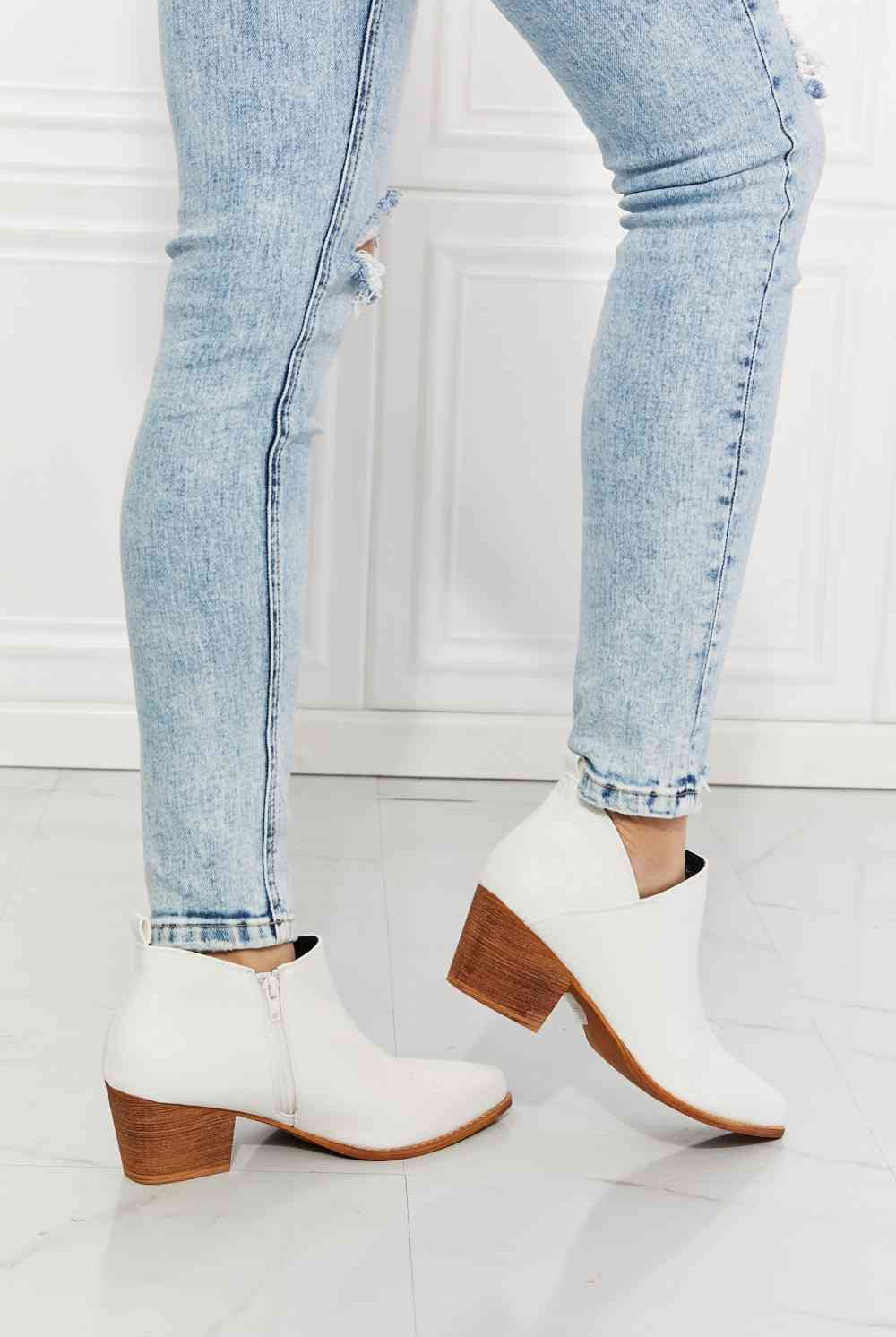 Light Gray MMShoes Trust Yourself Embroidered Crossover Cowboy Bootie in White Shoes