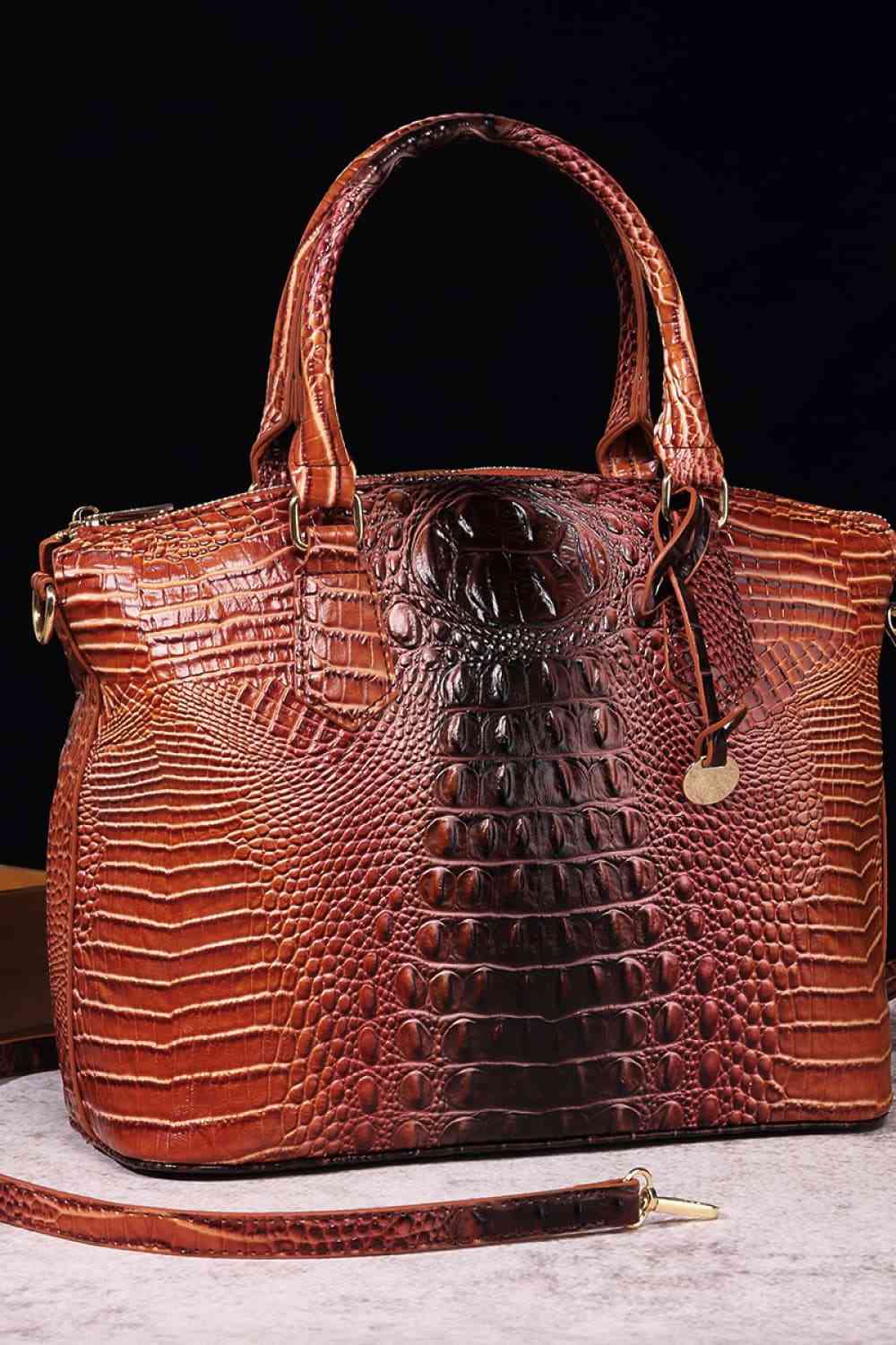 Tan Gradient PU Leather Handbag