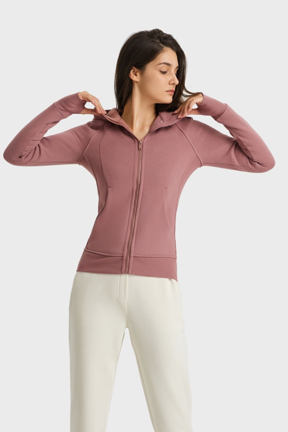 Light Gray Progress Not Perfection Zip Up Seam Detail Hooded Sports Jacket activewear