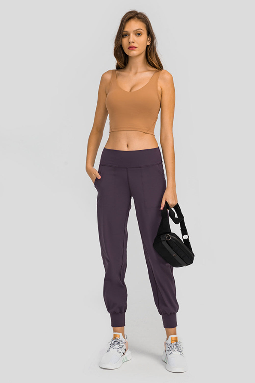 Light Gray Wide Waistband Slant Pocket Pants activewear