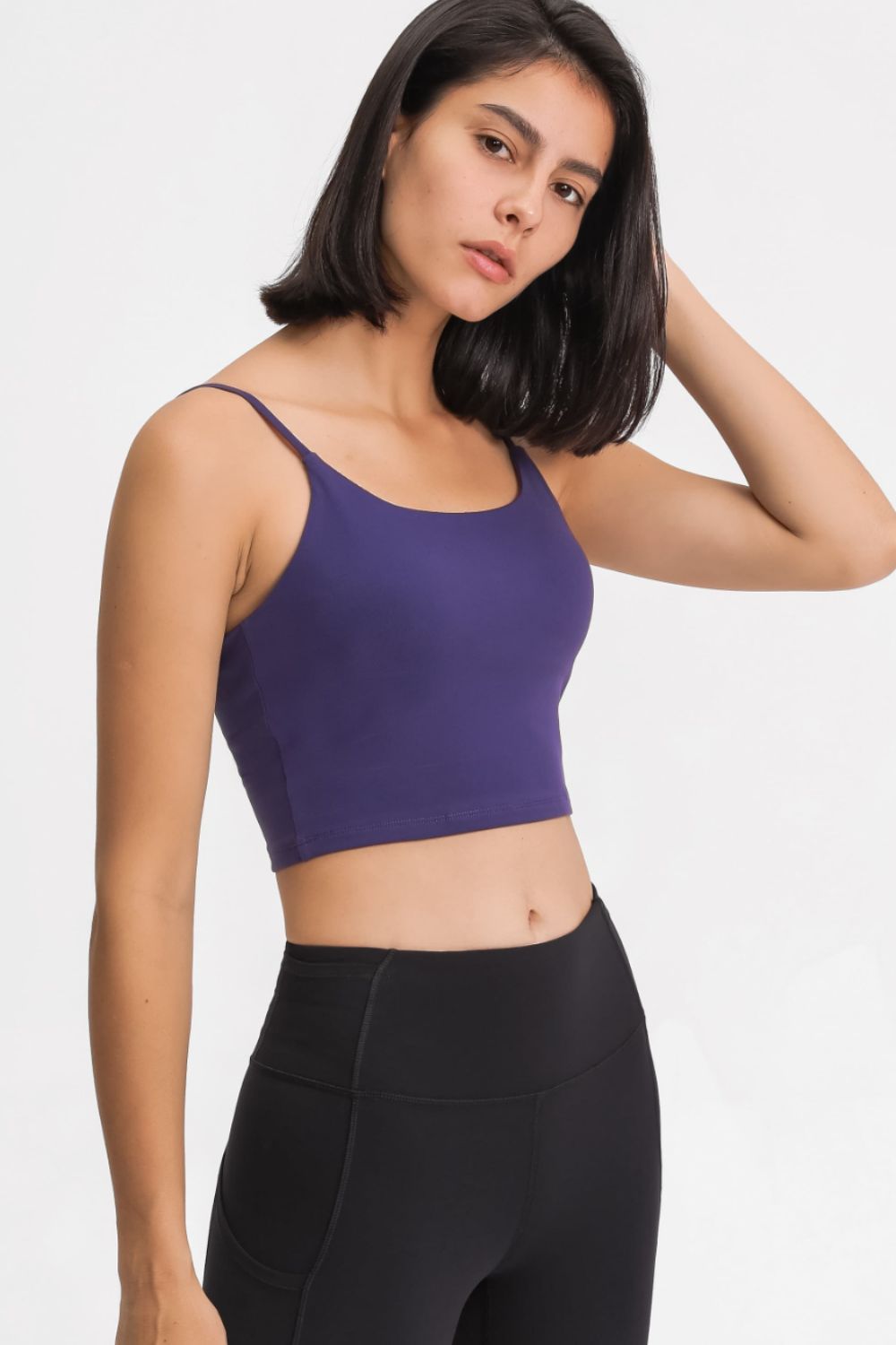 Dark Slate Gray Feel Like Skin Scoop Neck Sports Cami activewear