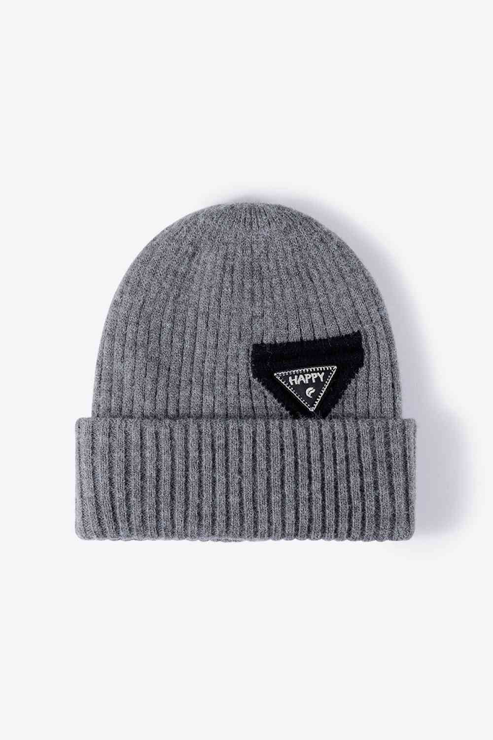 Dark Slate Gray HAPPY Contrast Beanie Winter Accessories