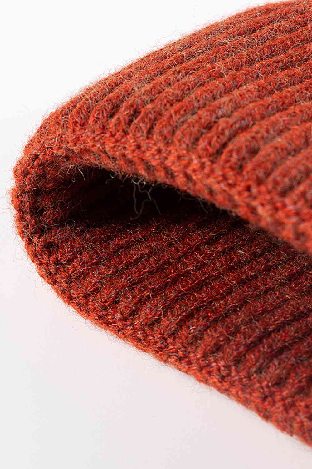 Brown NEWYORK Patch Rib-Knit Cuffed Beanie Winter Accessories