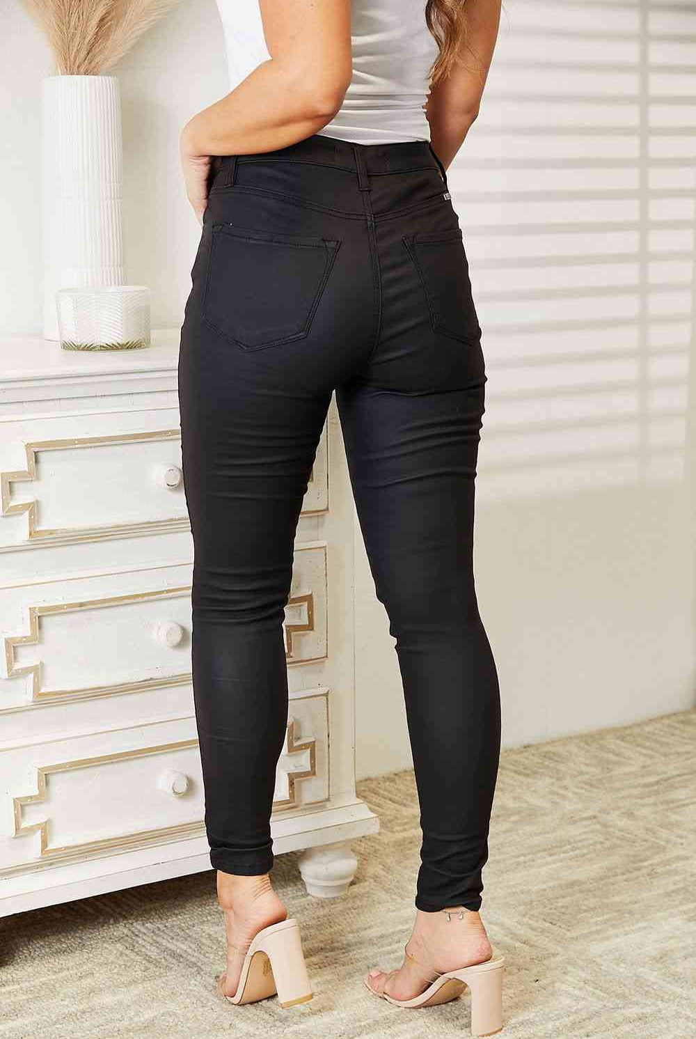 Light Gray Kancan Full Size High Rise Black Coated Ankle Skinny Jeans Clothing