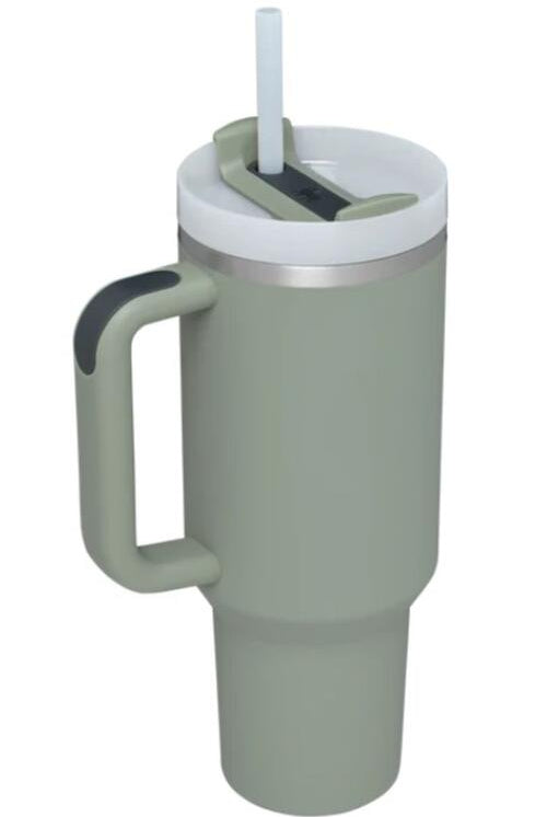 Light Slate Gray Stainless Steel Tumbler with Upgraded Handle and Straw Cups