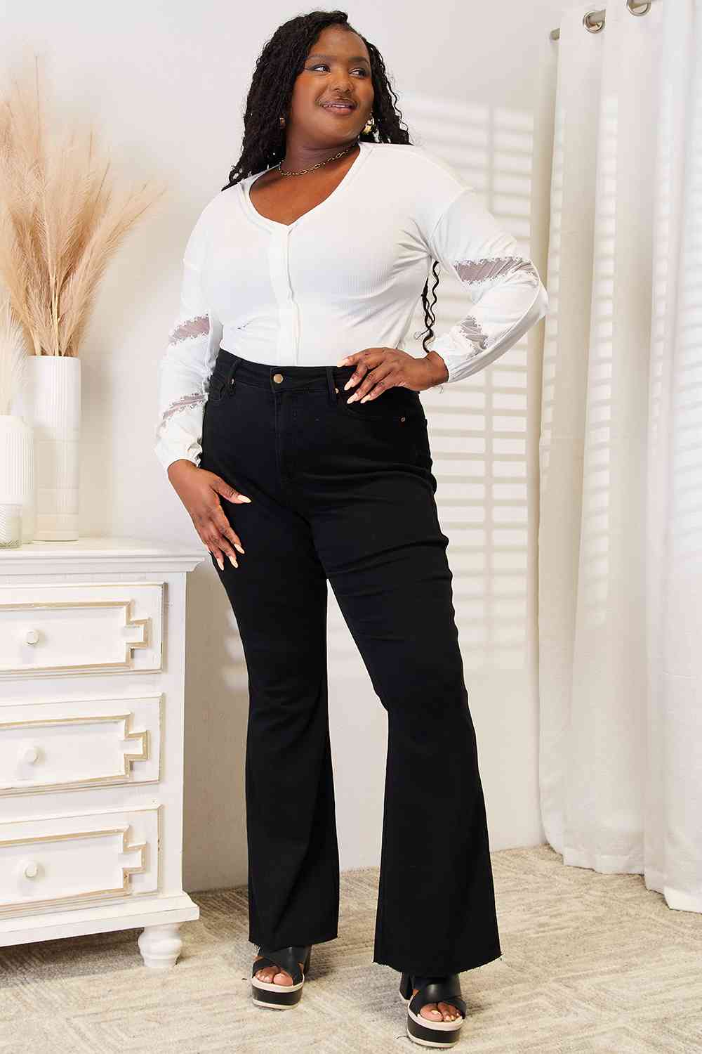 Light Gray Double Take V-Neck Dropped Shoulder Blouse Work Attire