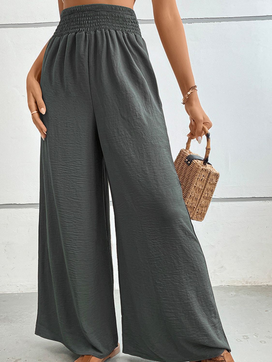 Light Gray Watch Me Flow Wide Waistband Relax Fit Long Pants Pants