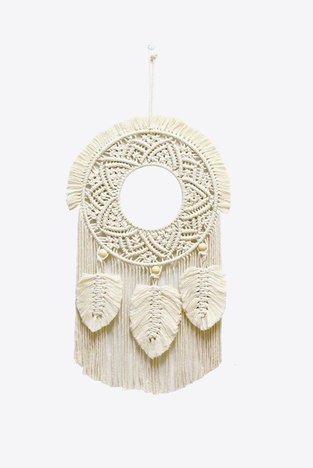 White Smoke All About The Vibe Hand-Woven Fringe Macrame Wall Hanging Home
