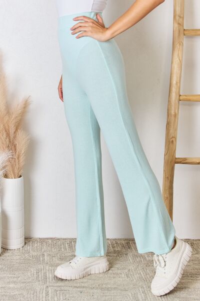 Light Gray Progress Not Perfection High Waist Ultra Soft Knit Flare Pants- Mint activewear