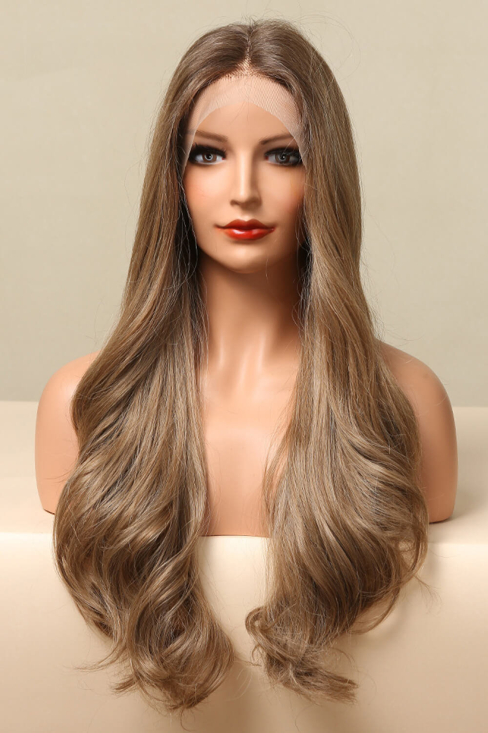 Tan Beach Babe 13*2" Lace Front Wigs Synthetic Long Wave 26" 150% Density in Golden Brown Wigs