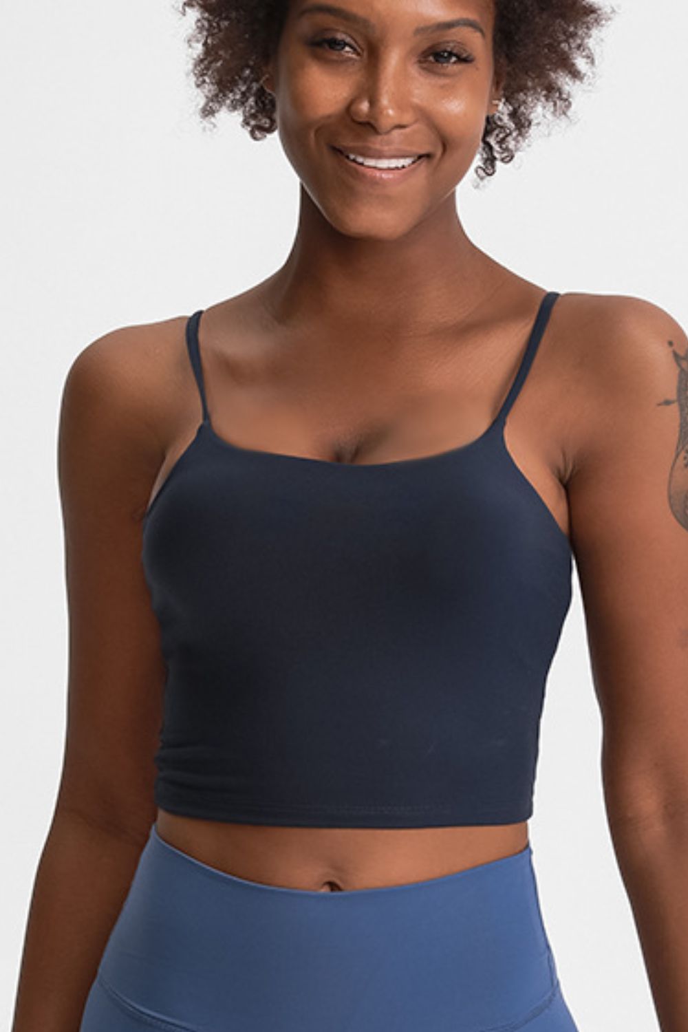Dark Slate Gray Feel Like Skin Scoop Neck Sports Cami activewear