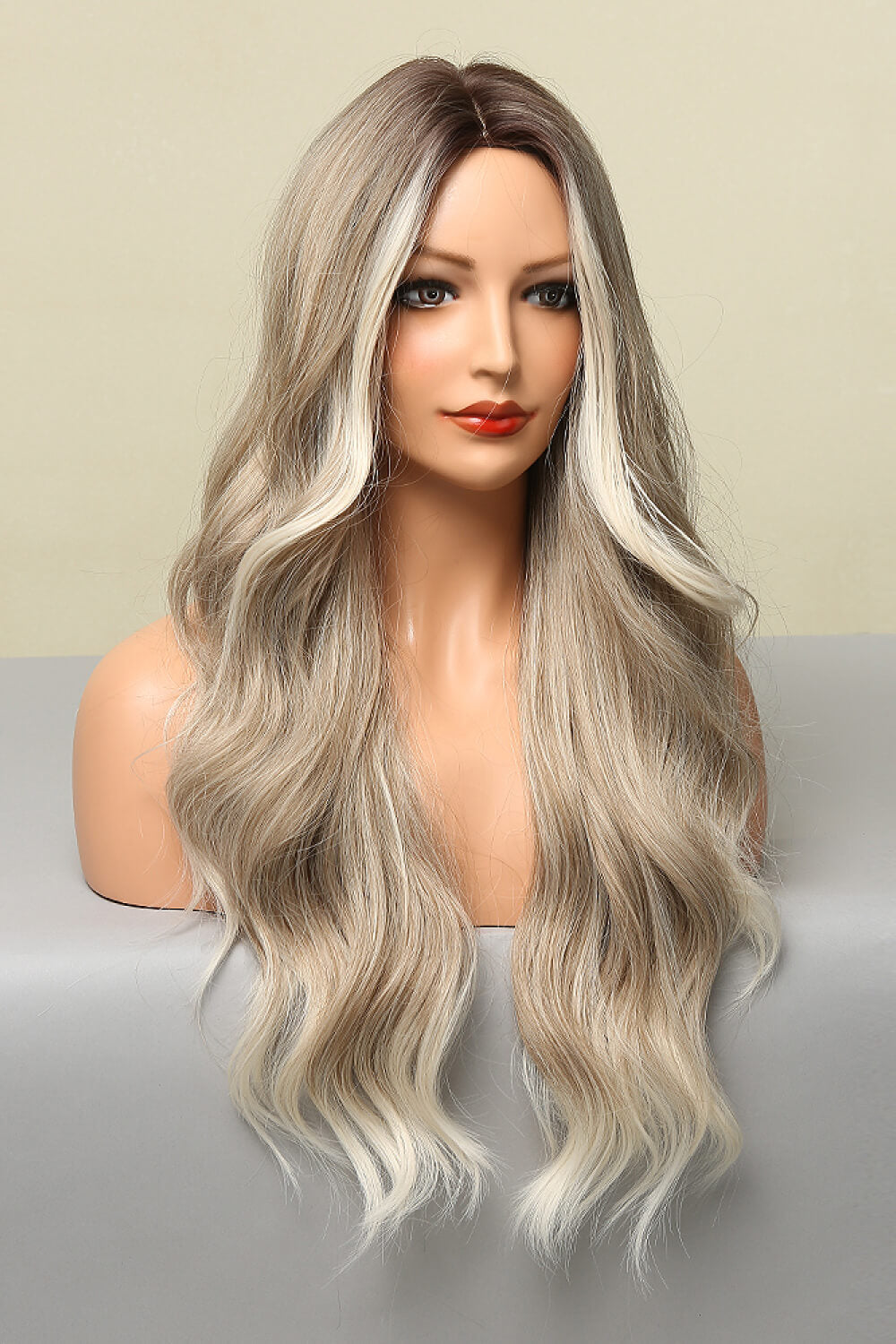Gray Full Machine Made Long Wave Wigs 26'' Wigs