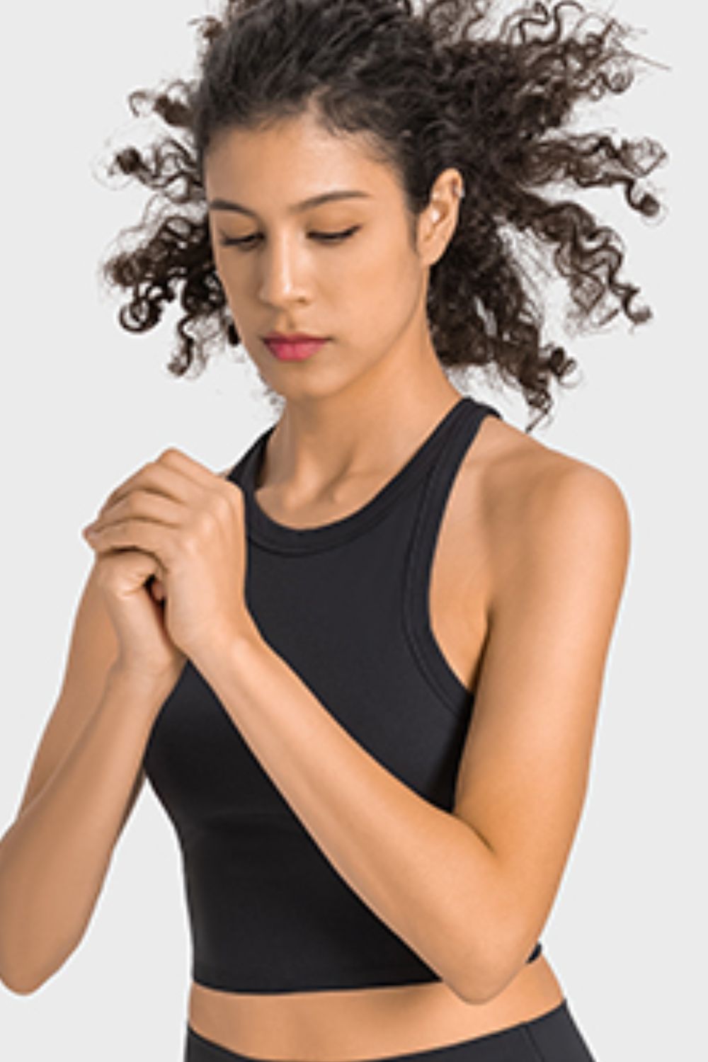 Light Gray Girl Power Racerback Cropped Sports Tank activewear