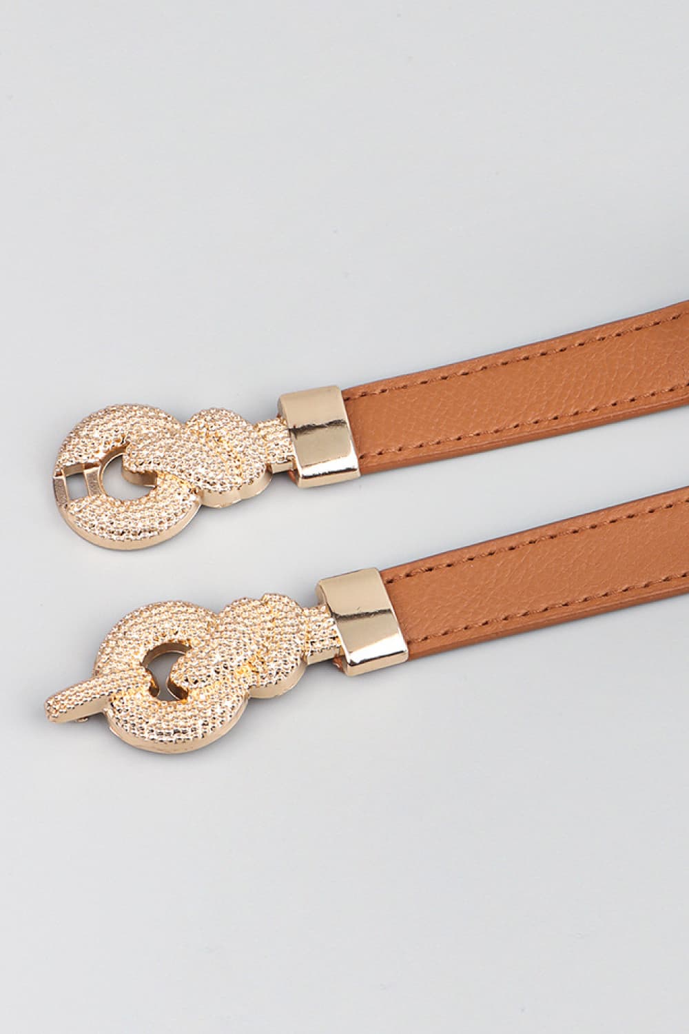 Light Gray Zinc Alloy Buckle PU Leather Belt Clothing