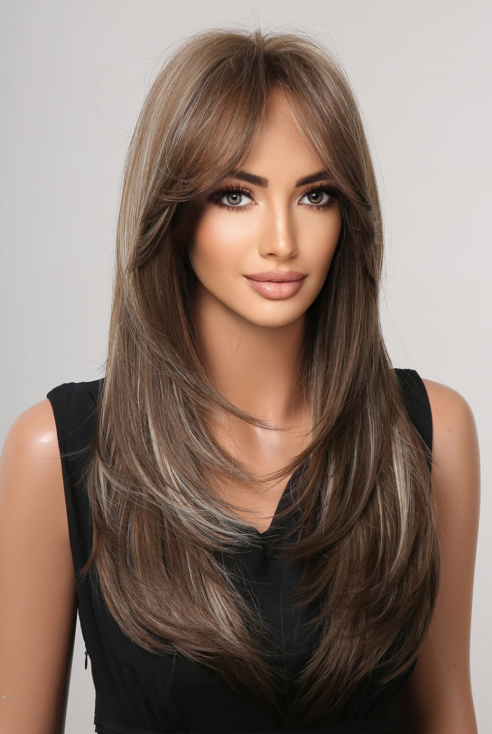 Gray Look Alive 13*1" Full-Machine Wigs Synthetic Long Straight 22" Wigs