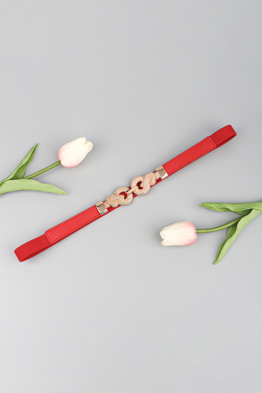 Light Gray Zinc Alloy Buckle PU Leather Belt Clothing