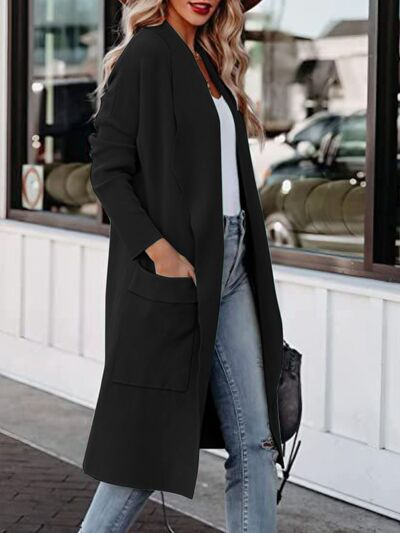 Dark Slate Gray Open Front Dropped Shoulder Outerwear Capsule