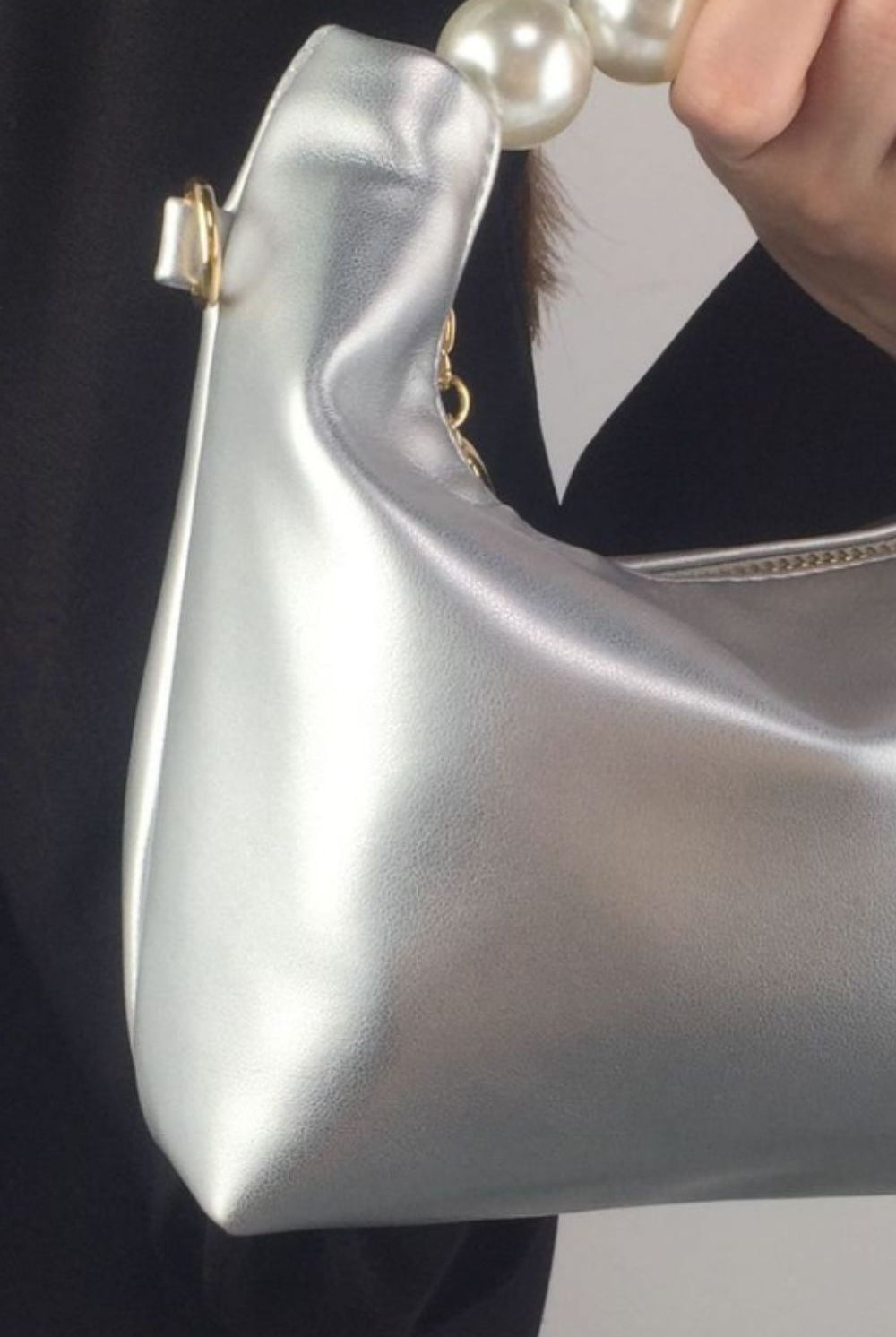 Dark Slate Gray Adored PU Leather Pearl Handbag Handbags