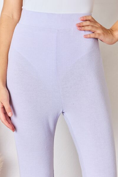 Light Gray Progress Not Perfection High Waist Ultra Soft Knit Flare Pants- Lavender activewear
