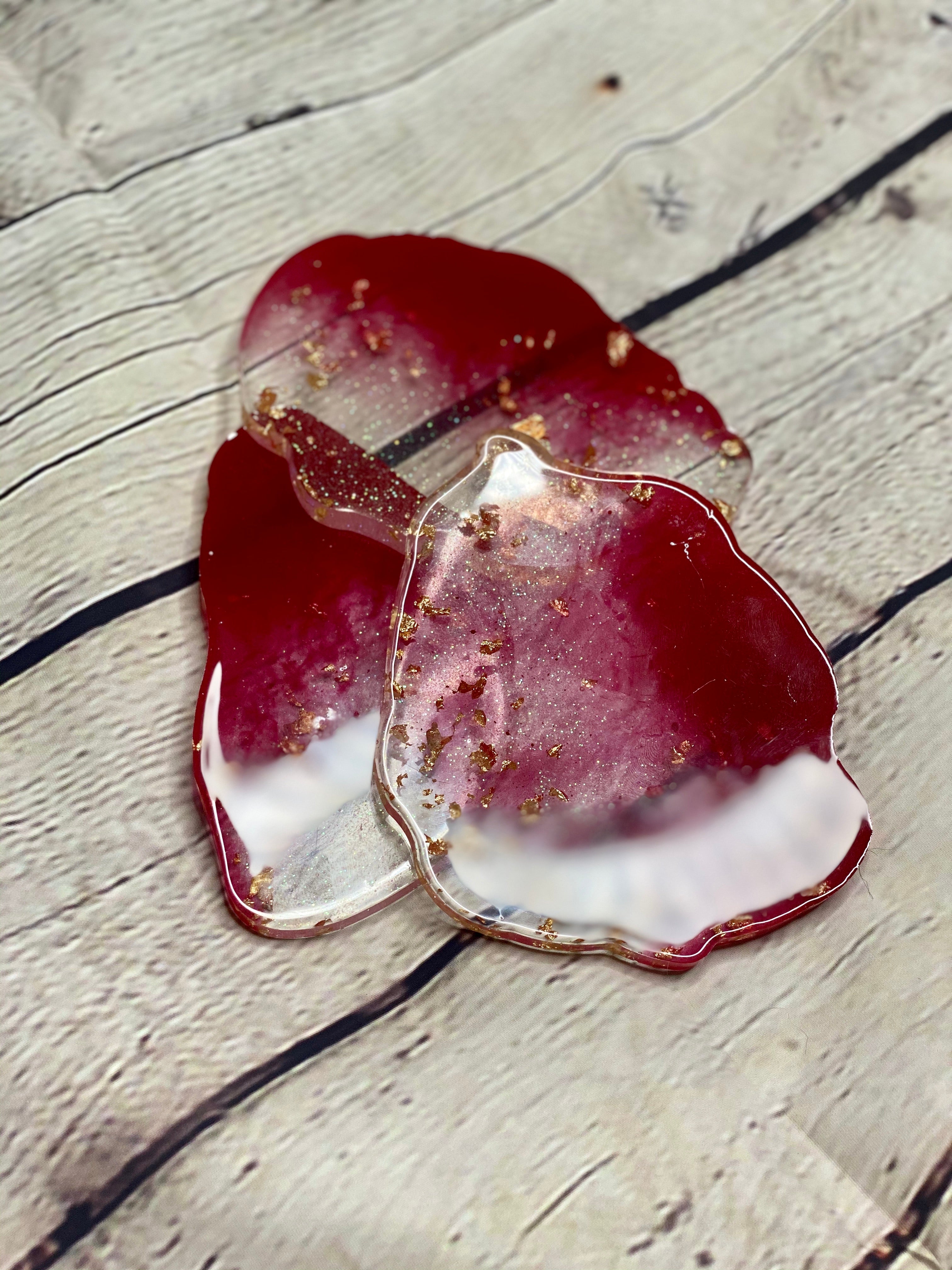 Dark Red Love Geo Shaped Coasters Set of 3 Coaster