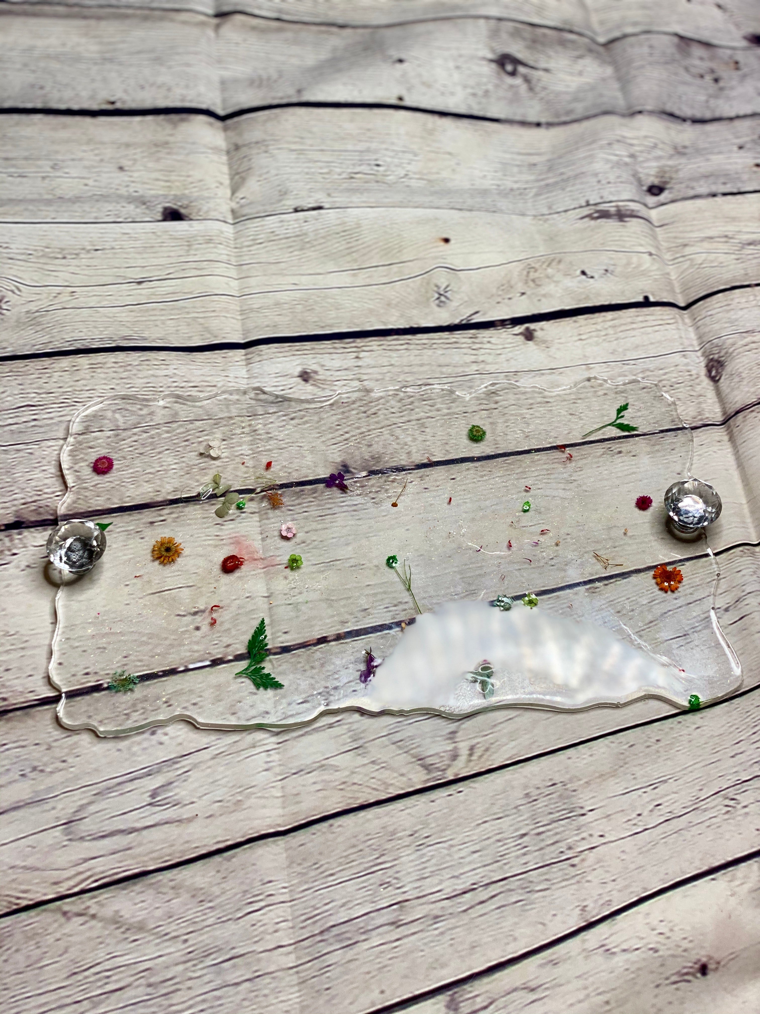 Gray Floral Makeup Tray Makeup Organizer